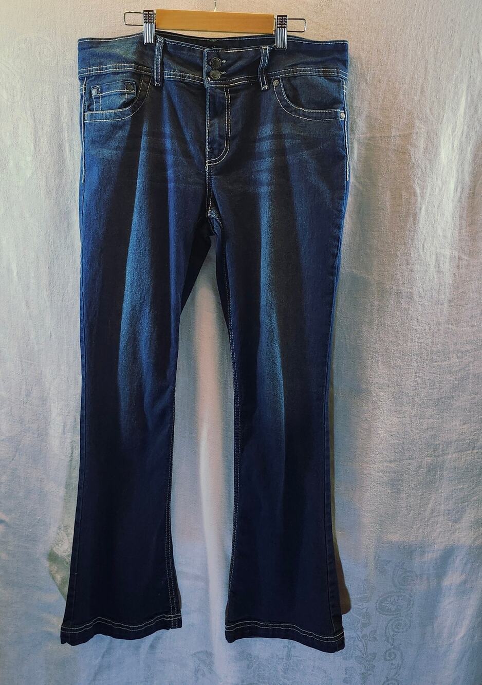 Y2K Zoe Size 13 Bell Bottom Butterfly Pocket Embroidered Jeans